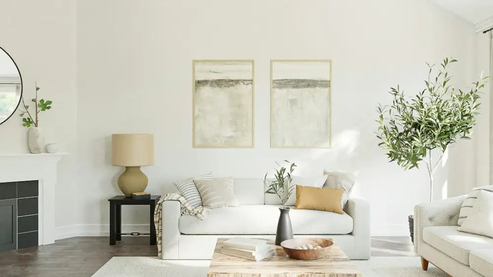 A living room filled with furniture and a fire place, illustrating budget-friendly improvements